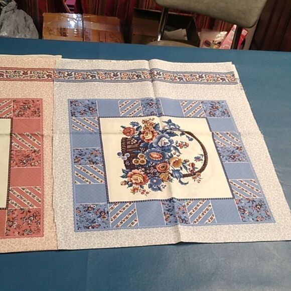 Granny's Trunk Pillow Kit - Green and Red, Pink & Blue Flower Baskets Quilt Sq - Picture 6 of 12